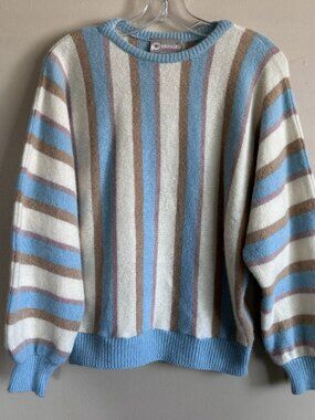 Vintage Pitlochry Knitwear Striped Lambswool Angora Blend Sweater